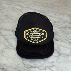 Sunshine State Keep Florida Wild Youth Size Adjustable Trucker Hat in Black